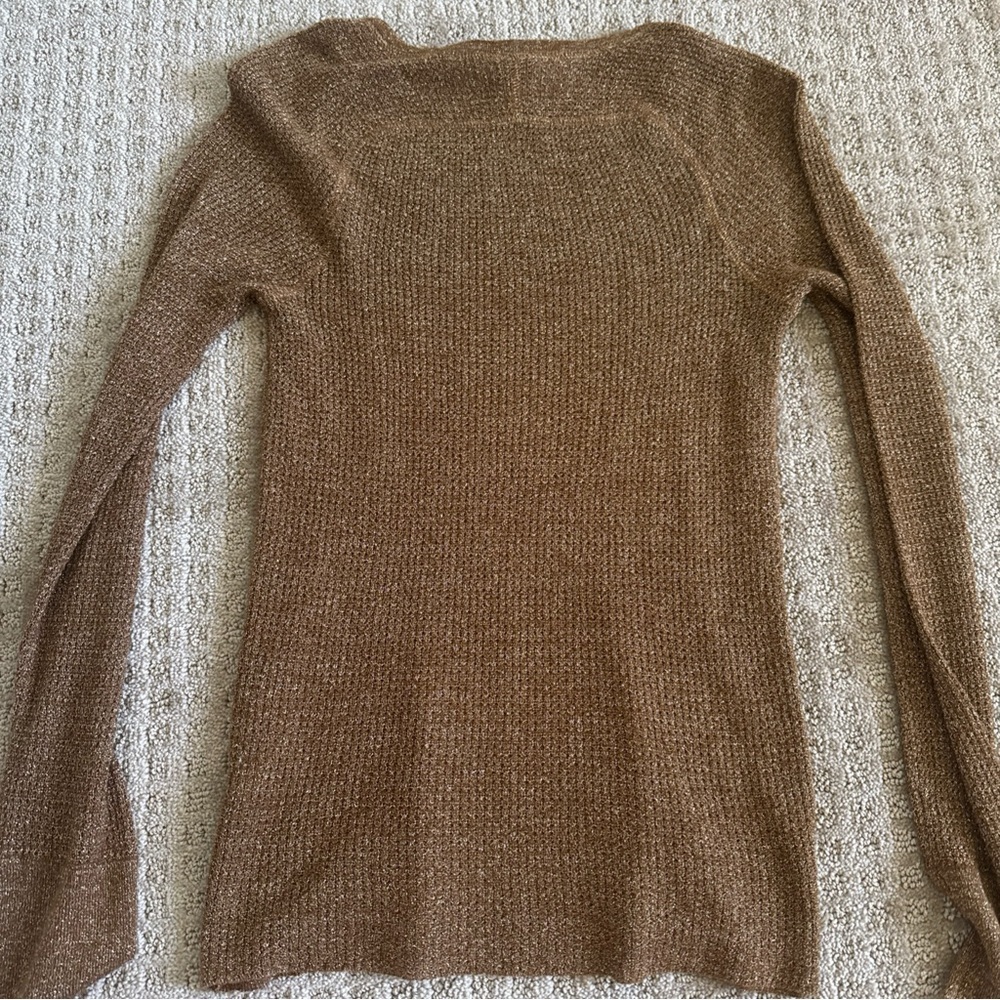 Marc by Marc Jacobs Womens Medium M Metallic Tarnished Brass Knit Sweater Crew - Picture 5 of 7